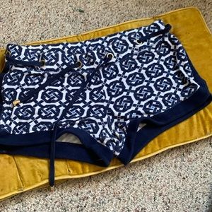 JUICY COUTURE🍒Blue and white geometric patterned terry cloth shorts Sz S